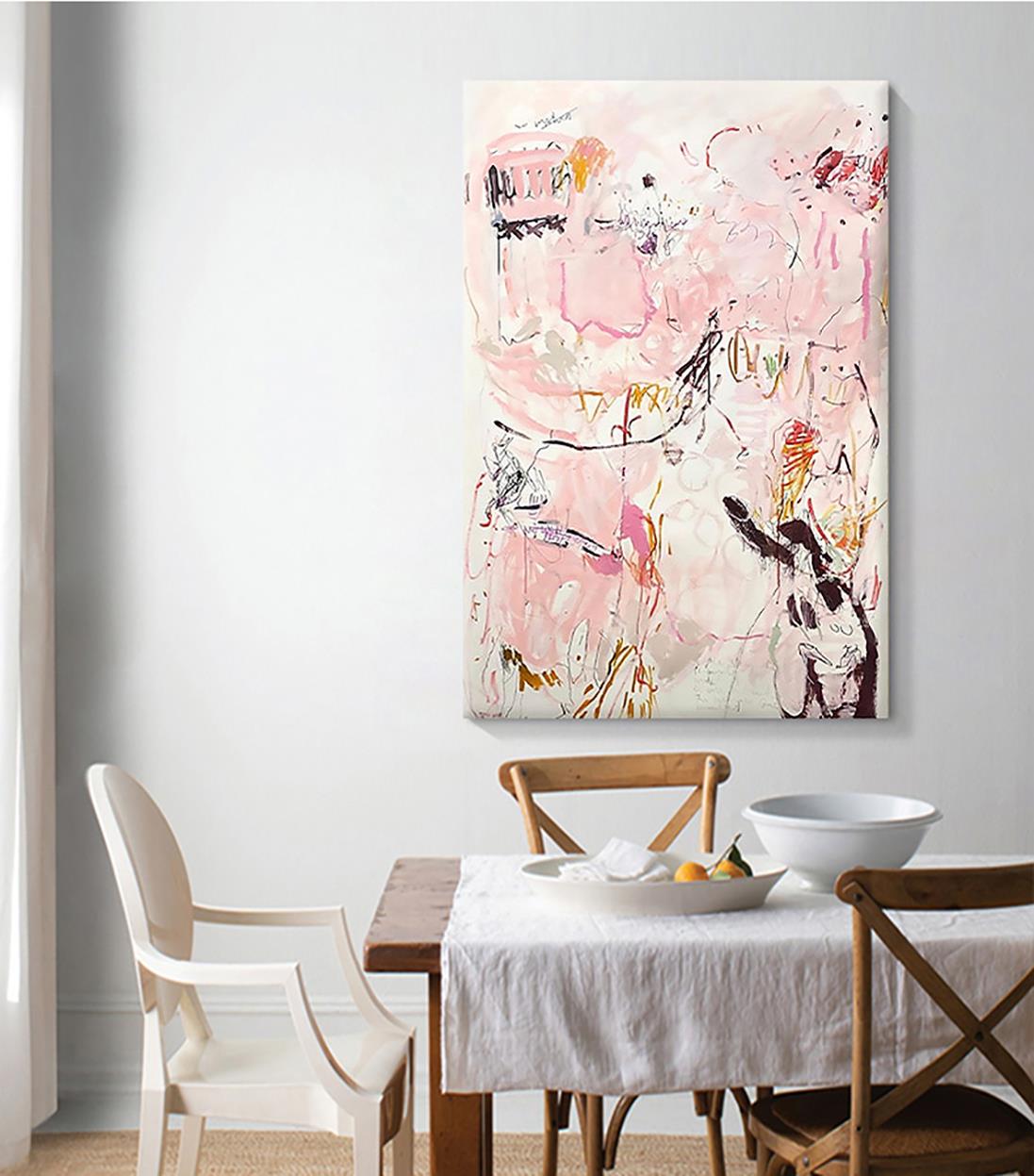Texture de minimalisme d’art mural moderne abstrait rose Peintures à l'huile